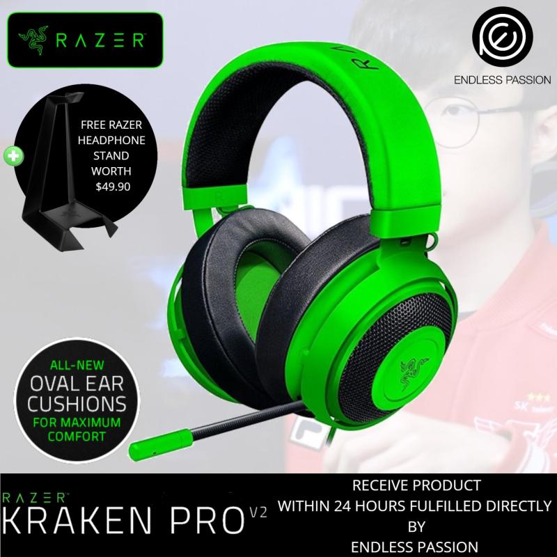 Razer Kraken Pro V2 Analog Gaming Headset Oval Ear Cushions With Free Razer Headphone Stand Singapore