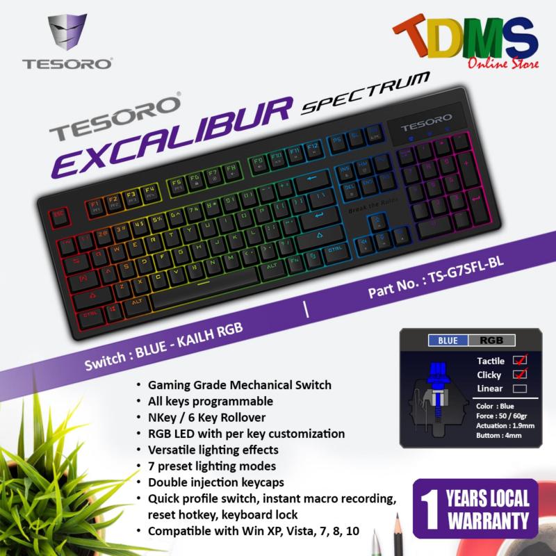 TESORO EXCALIBUR SPECTRUM RGB LED Backlit Mechanical Black Gaming Keyboard - KAILH RGB BLUE SWITCH Singapore