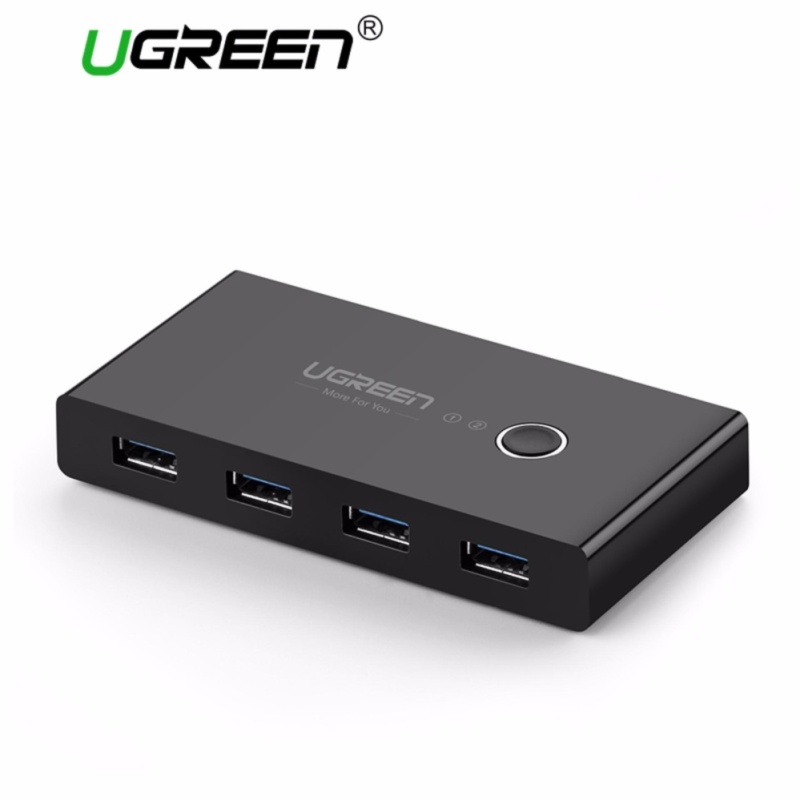 UGREEN USB 3.0 Sharing Switch, 2 Computers 4-Port USB Peripheral Switcher Adapter Box Selector for PC, Printer, Scanner, Mouse, Keyboard with One-Button Swapping and 2 Pack USB A to A Cable - intl