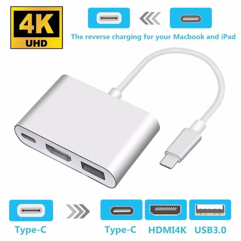 USB-C to HDMI Adapter 4K USB 3.1 Type C to HDMI Multiport Digital AV Converter with USB 3.0 Port and USB C Charging Port for Mac/ Chromebook Pixel - intl