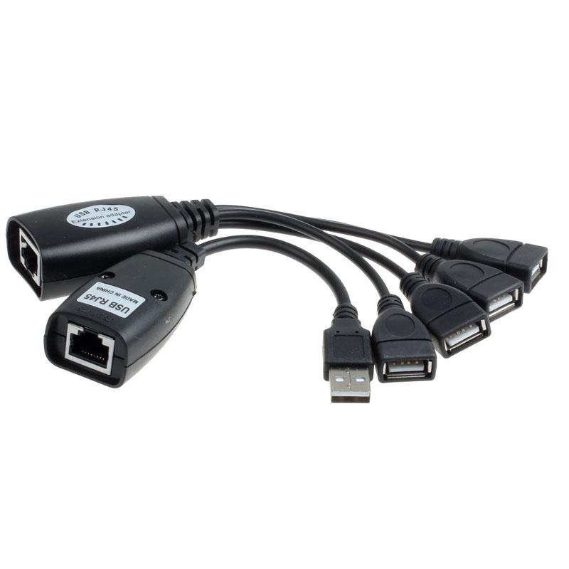 USB Extension Ethernet RJ45 to 4USB Adapter Extender Up To 150ft Length - intl