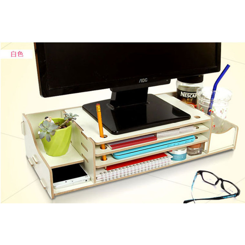 Wooden LCD/LED Monitor Stand Laptop Stand (White)