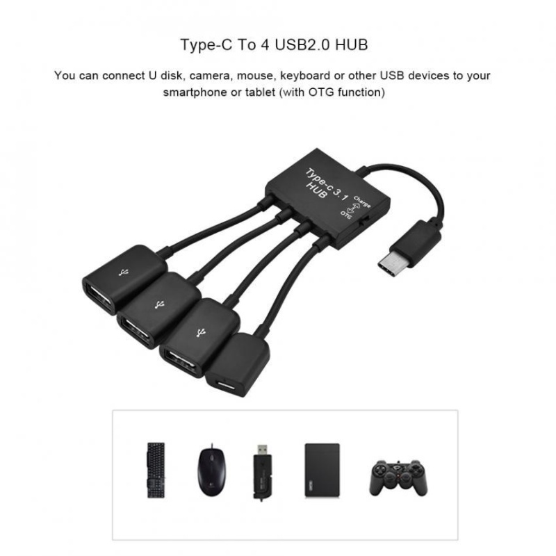YOSOO 4 In 1 USB3.1 Type-C Male to USB 2.0 Female 3 Port USB Hub w/ USB-C Charging Port - intl