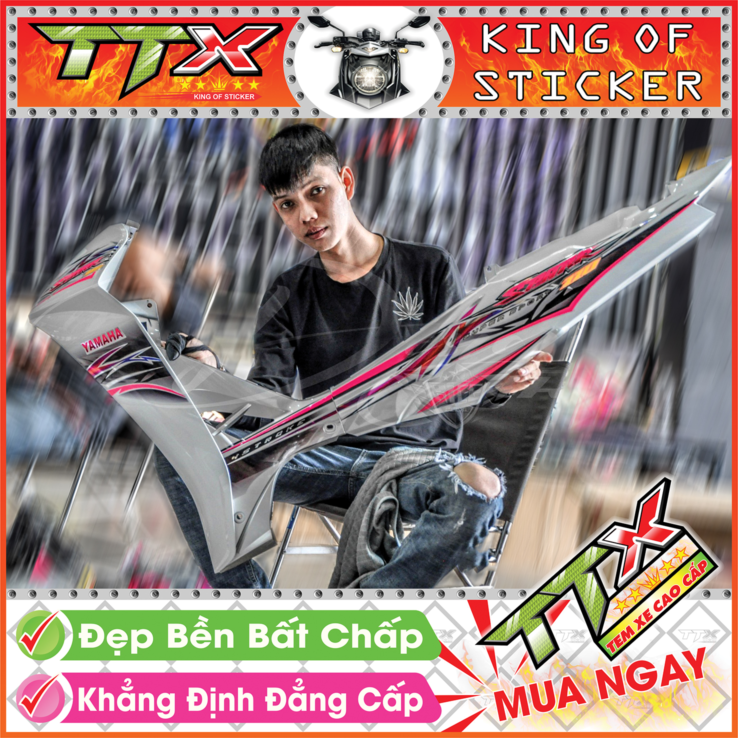 Tem sirius 110 spark , Tem xe phụ kiện sirius màu trắng hồng bạc đen siêu đẹp , Shop TTX Team chế sirius