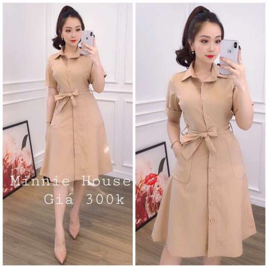 ĐẦM SƠ MI TAY LỠ CỘT NƠ EO HÀNG QUẢNG CHÂU CAO CẤP ( CHUẨN Y HÌNH )