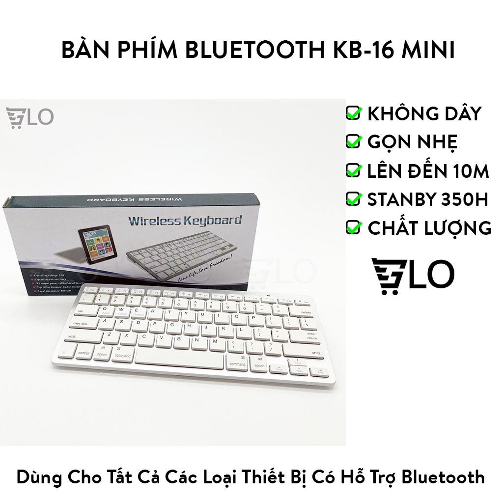 Bàn phím bluetooth không dây kb-16 - mini kết nối - iphone, ipad, laptop