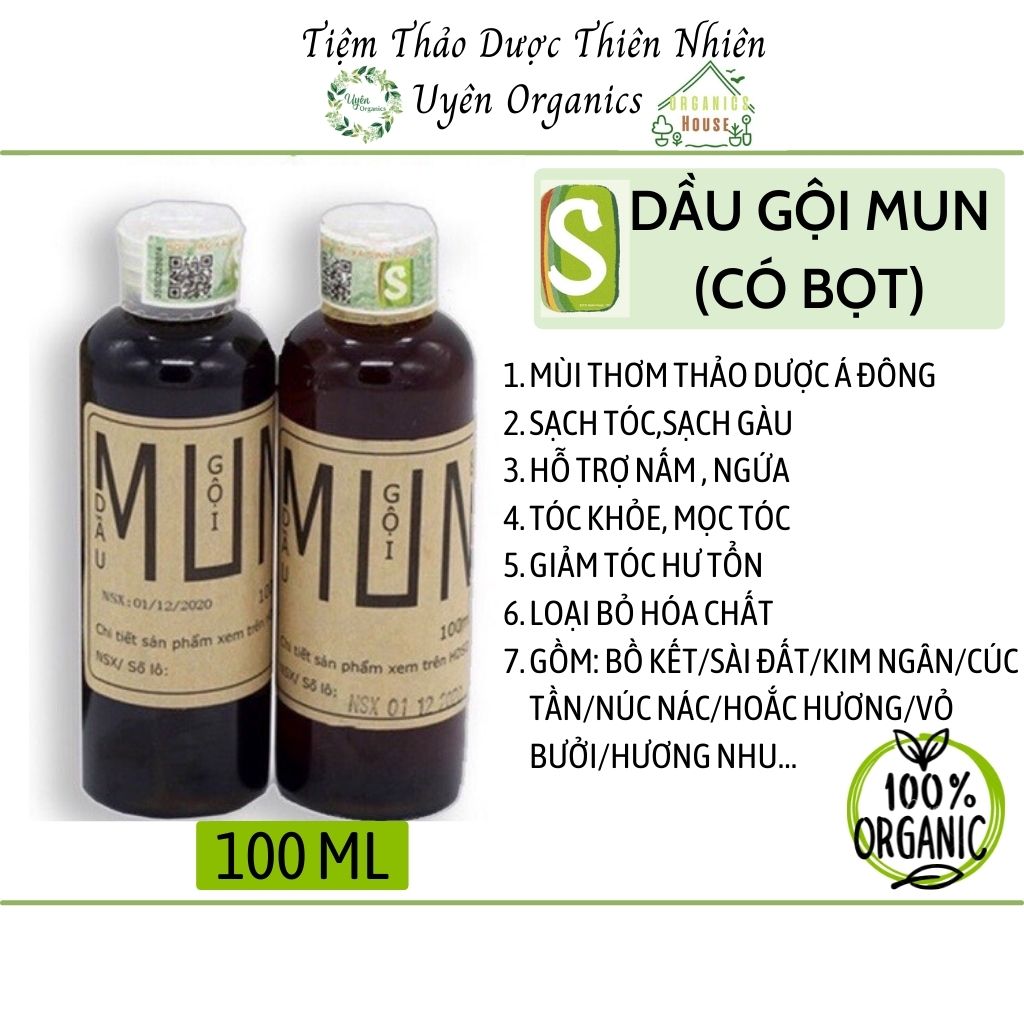 Dầu gội mun HTX sinh dược chai 100ml, gội đầu thảo dược, giảm rụng ,mọc tóc