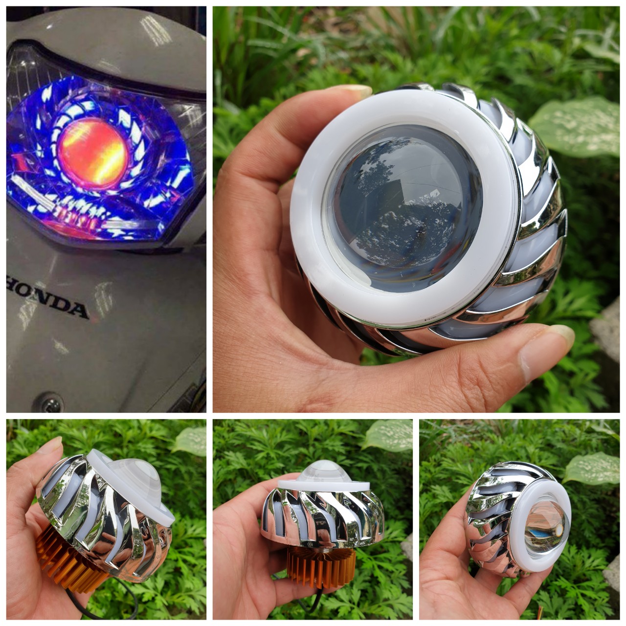 (Loại tốt) Đèn pha xe máy bi cầu led siêu sáng hiệu ứng lốc xoáy cực đẹp độ lắp các loại xe , đồ chơi xe máy