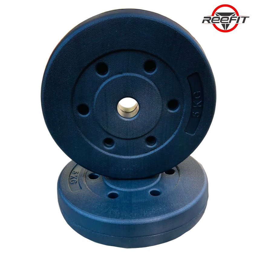 Bộ 2 tạ miếng nhựa đen Reefit 5kg có ruột