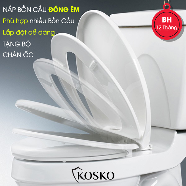 Nắp bồn cầu đóng êm TẶNG BỘ CHÂN ĐẾ - Thông Số Kích Thước Trong Ảnh - Bảo Hành 12 tháng Dễ dàng thay thế và lắp đặt Không cần gọi thợ