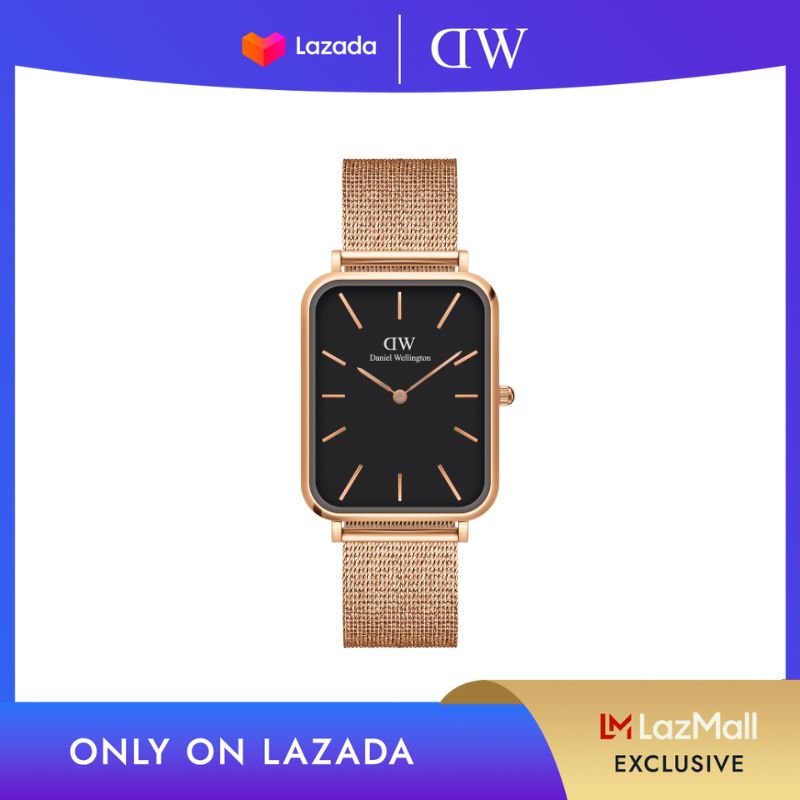 【Only On Lazada】 Daniel Wellington Quadro Pressed Melrose 29x36.5mm Rose gold with Black Dial - Watch for men - Men's watch - Fashion watch - DW Official - Authentic