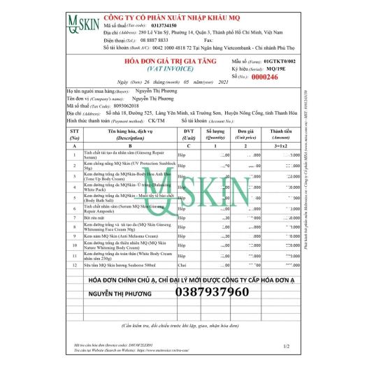 Serum thay da nhân sâm MQ Skin không sưng (chính hãng) Mqskin Vip tái tạo da nhân sâm giảm thâm nám tàn nhang và mụn