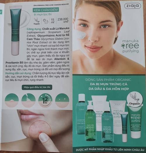 Kem Chấm Mụn Ziaja Manuka Tree Acne Changes Reducer 15ml