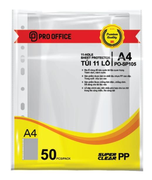 Sơ mi lỗ a4, túi 11 lỗ pro office po sp105