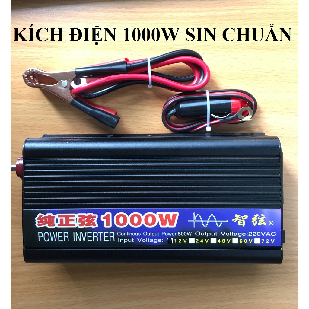 Kich điện sin chuẩn 1000w 12v- 24v lên 220v .inverter cao cấp
