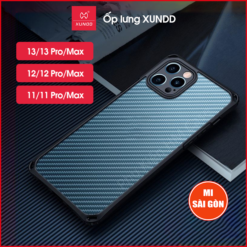[Hỏa Tốc HCM] Ốp lưng XUNDD iPhone 13/ 13 Pro/ Max/ 12/ 12 Pro/ Max/ 11/ 11 Pro/ Max - Pioneer Series - Chống shock, Mặt lưng carbon