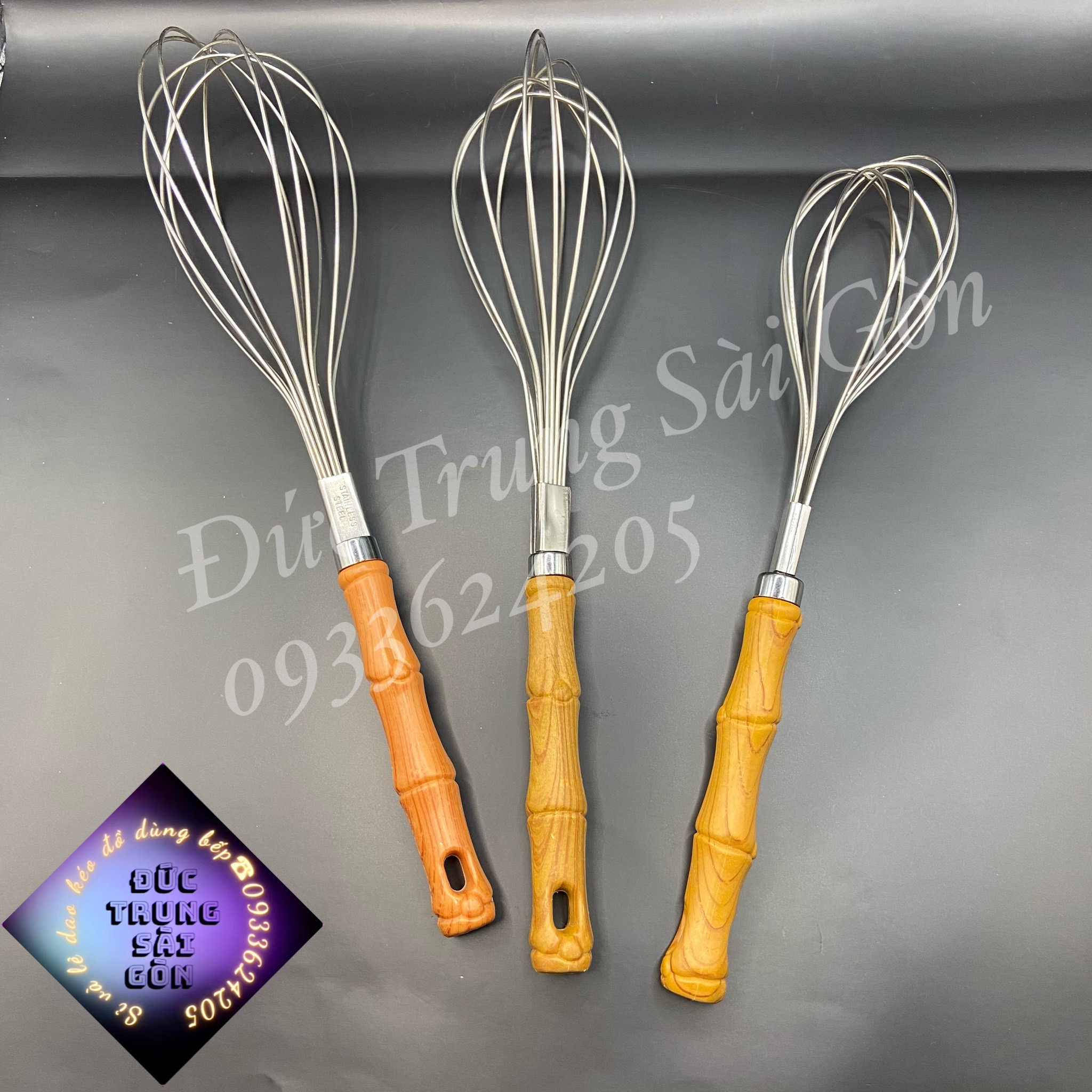 Phớ đánh trứng, đánh bột inox cán nhựa hình trúc