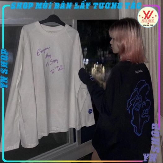 ♣  Áo thun tay dài form rộng unisex in hai mặt sadboiz  - có logo THÊU TAY  mặt buồn chất cotton dày