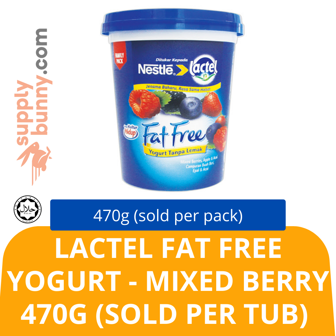 LACTEL Fat Free Yogurt - Mixed Berry 470g (sold per tub) Halal
