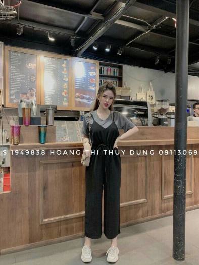 Sét Bộ Jum 2 Dây Cổ Yếm Quần Dài Ống Rộng & Áo Thun COTTON Phong Cách Cá Tính.Qc
