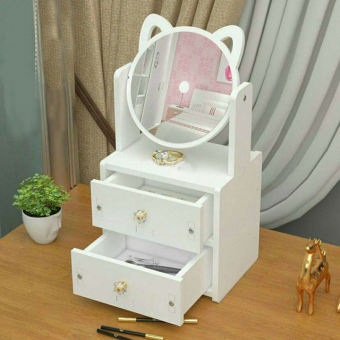 Kệ đựng mỹ phẩm , Kệ Mỹ Phẩm Đa Năng Có Ngăn Kéo - Tủ để mỹ phẩm trang điểm có gương - Gương trang điểm để bàn, Gương trang điểm - Tủ gỗ để đồ trang điểm trang sức hình mèo 2 ngăn kéo (Chọn phân loại)