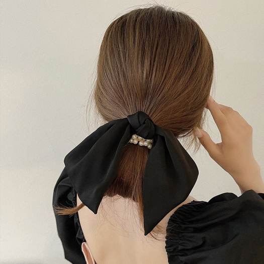 Dây buộc tóc vải lụa trơn cỡ lớn thời trang Hàn Quốc