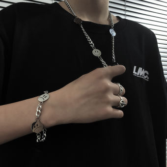 Bộ dây chuyền, vòng tay nam hình mặt cười cực đẹp