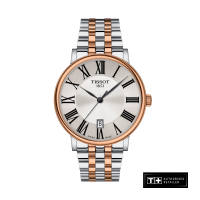Tissot Carson Premium Mens Two-Tone Rose Gold 5N Grey Stainless Steel Watch - T122.410.22.033.00