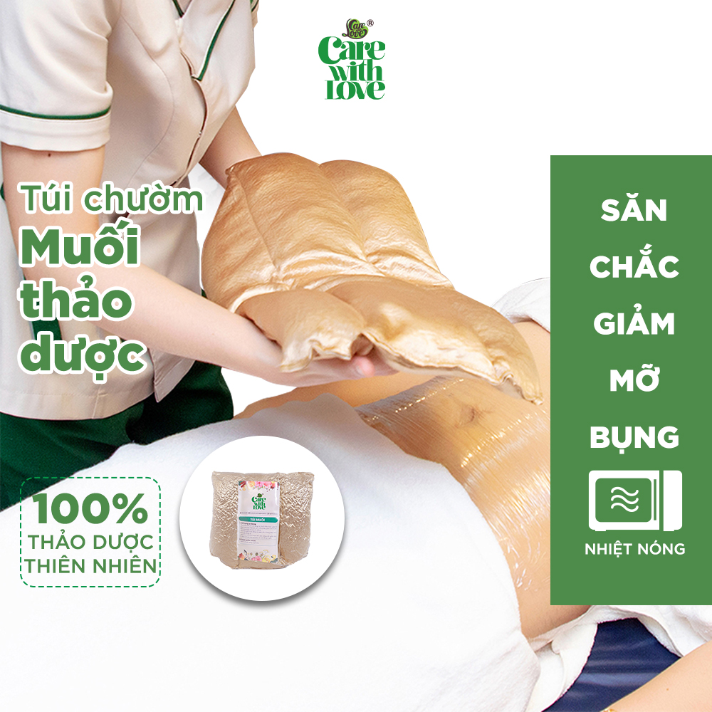 Túi chườm muối thảo dược lưng bụng care with love giúp giảm mỡ bụng eo thon cho phụ nữ và mẹ sau sinh