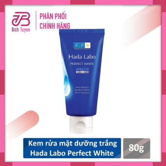 Sữa Rửa Mặt HADA LABO Perfect White Arbutin Cleanser - Date Mới - 80g - Kem Sữa Rửa Mặt Hadalabo Màu Xanh
