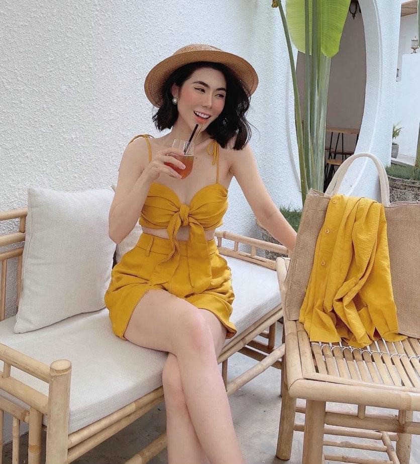 Sét đồ đi chơi .sét bộ đũi quần đùi áo tay dài cổ lá siêu hót