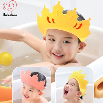 🔴 Mũ gội đầu chắn nước bảo vệ tai và mắt hình vương miện, nón tắm có thể điều chỉnh vòng đầu, chất liệu PP + TPE cao cấp-Bebeboo