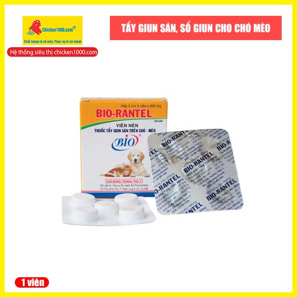 Thuốc sổ giun, sổ sán chó mèo rantel bio 1 viên