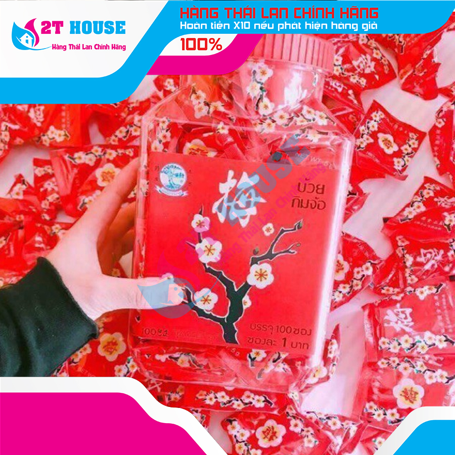 Kẹo xí muội ô mai hoa anh đào thái lan hộp 100 gói