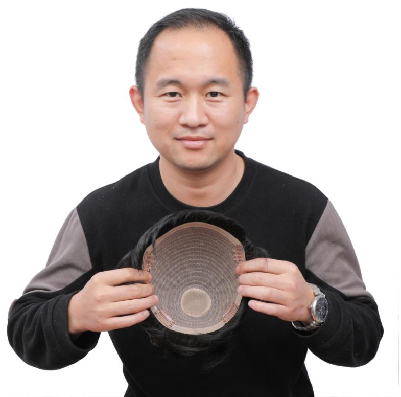 TSE Men Tóc giả Mảnh Tóc thật Làm bằng tay Tóc giả nam thoáng khí Mảnh Pad che Đầu Thay thế tóc trên đầu JM1055 / RW80 2 in 1 function