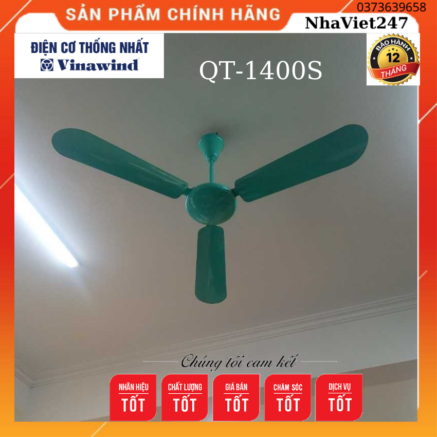 Quạt Trần Điện Cơ Thống Nhất-QT-1400s-75w,nhiều màu-quạt treo trần Vinawind-siêu bền,đẹp, khỏe ,chạy êm-chính hãng ,giá rẻ,bảo hành  12 Tháng[NhaViet247]