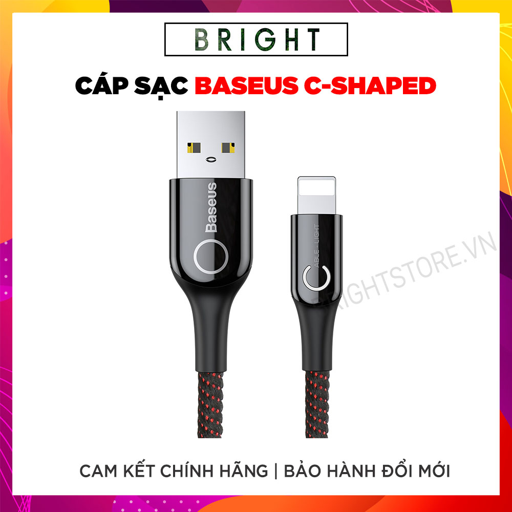 Cáp Sạc Nhanh Baseus Lightning C-shaped Intelligent 2.4A Tự Ngắt Thông Minh Độ Dài 1M