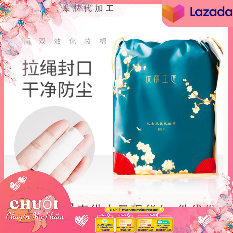 Bông tẩy trang uli cotton 3 lớp túi dây rút 200 miếng cổ trang nội địa trung | bông tẩy trang uli cotton nội địa trung 200 miếng | bông tẩy trang uli cotton 3 lớp túi dây rút 200 miếng cao cấp nội địa trung