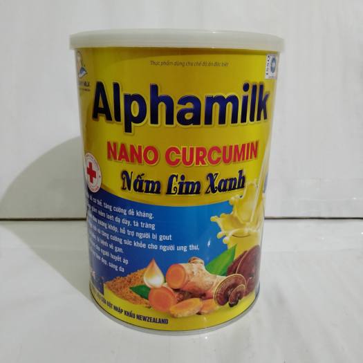 Sữa bột Alphamilk NaNo Curcumin Nấm Lim Xanh 900g , tăng cường sức đề kháng , giảm viêm dạ dày, xương khớp, gout, ung thư , tai biến , gan, huyết áp , làm đẹp da