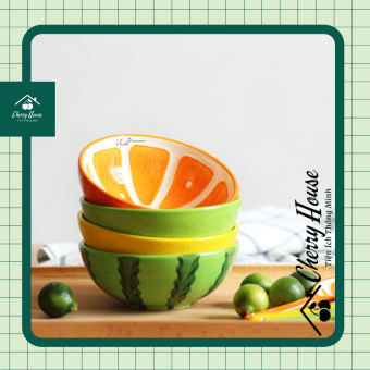 Bộ chén bát đĩa tô sứ cao cấp trái cây kiểu Nhật CHERRY HOUSE CHCB03 chén bát dĩa tô thìa gốm sứ ăn cơm trái cây đẹp hàng cao cấp hoạ tiết dễ thương dưa hấu cam chanh