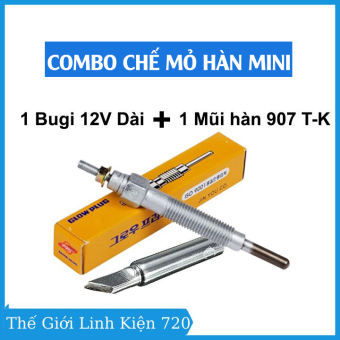 Bộ chế mỏ hàn mini bằng bugi sấy 12v cực chất ( gồm 1 bugi sấy dài và 1 mũi hàn 907 T-K )