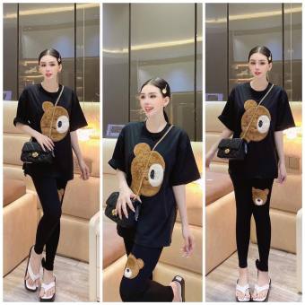 Đồ bộ nữ đồ bộ mặc nhà bộ quần dài thêu gấu bigsize