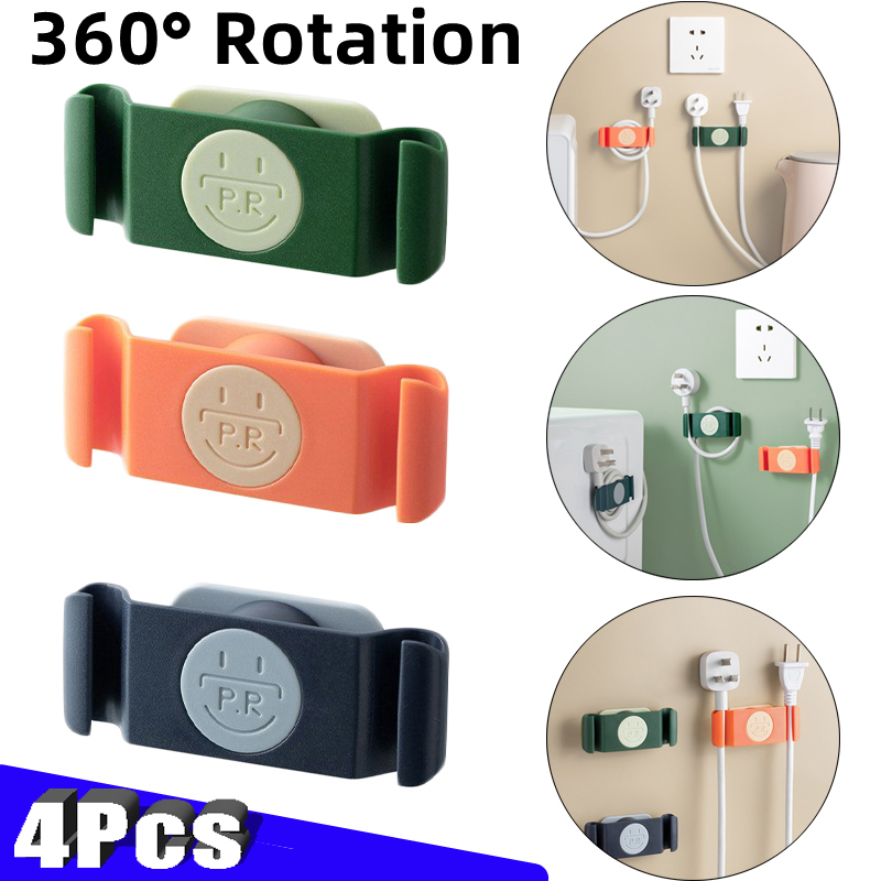 4 cái móc cắm điện ổ cắm lưu trữ dữ liệu giá đỡ dây điện kệ treo tường tự dính nhà bếp giá đỡ
