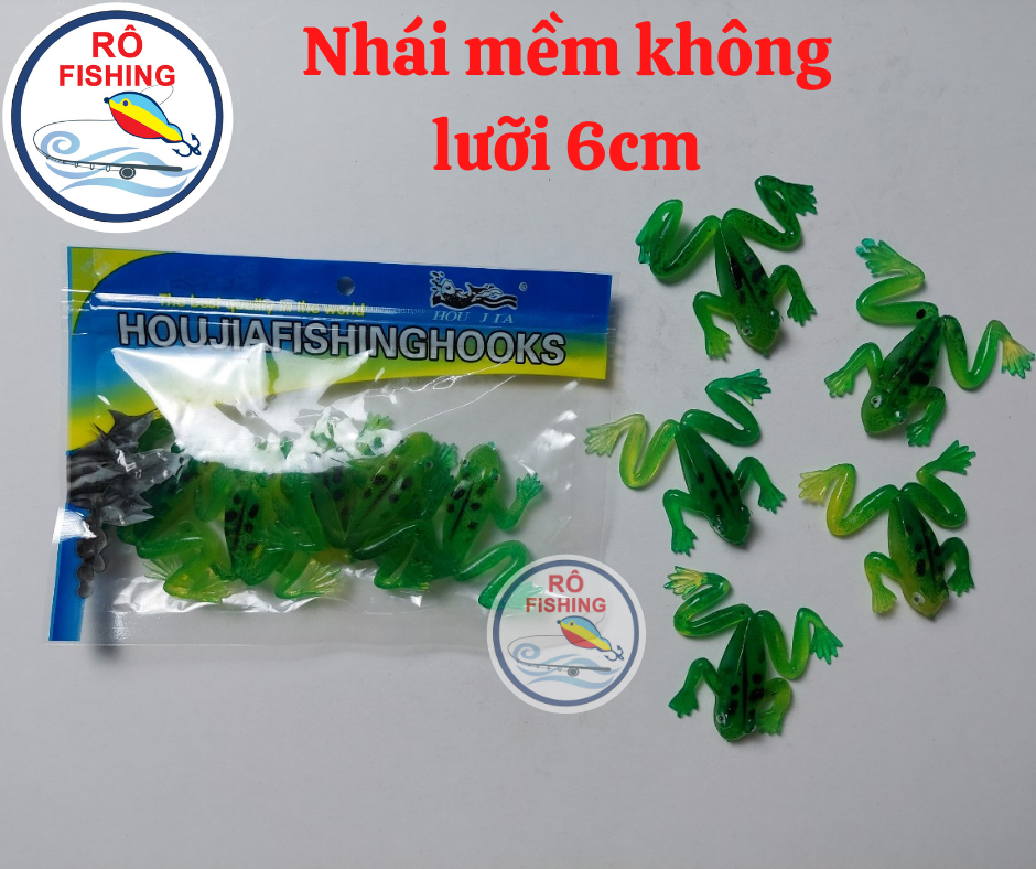 Mồi nhái mềm không lưỡi 6cm bịch 5 con câu lure/ Mồi nhái giả câu cá lóc