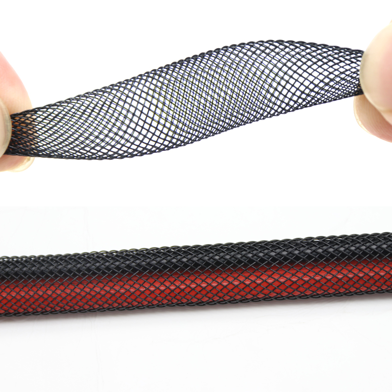 10MM Monofilament Braided Mesh Tube Flame Retardant PET Telescopic Braided Sleeve Snake Skin Mesh-10Meters