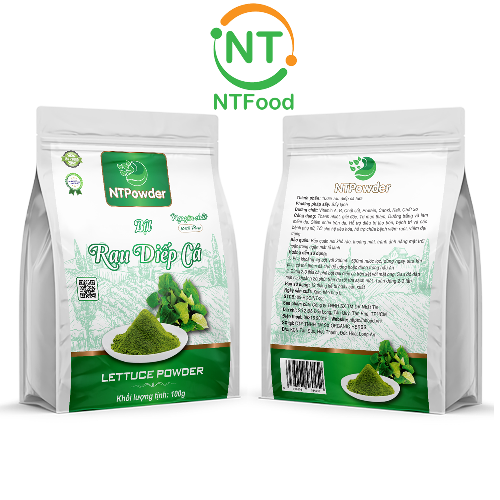 Bột Rau Diếp Cá sấy lạnh nguyên chất NTPOWDER (100gr / túi zipper) - Nhất Tín Food