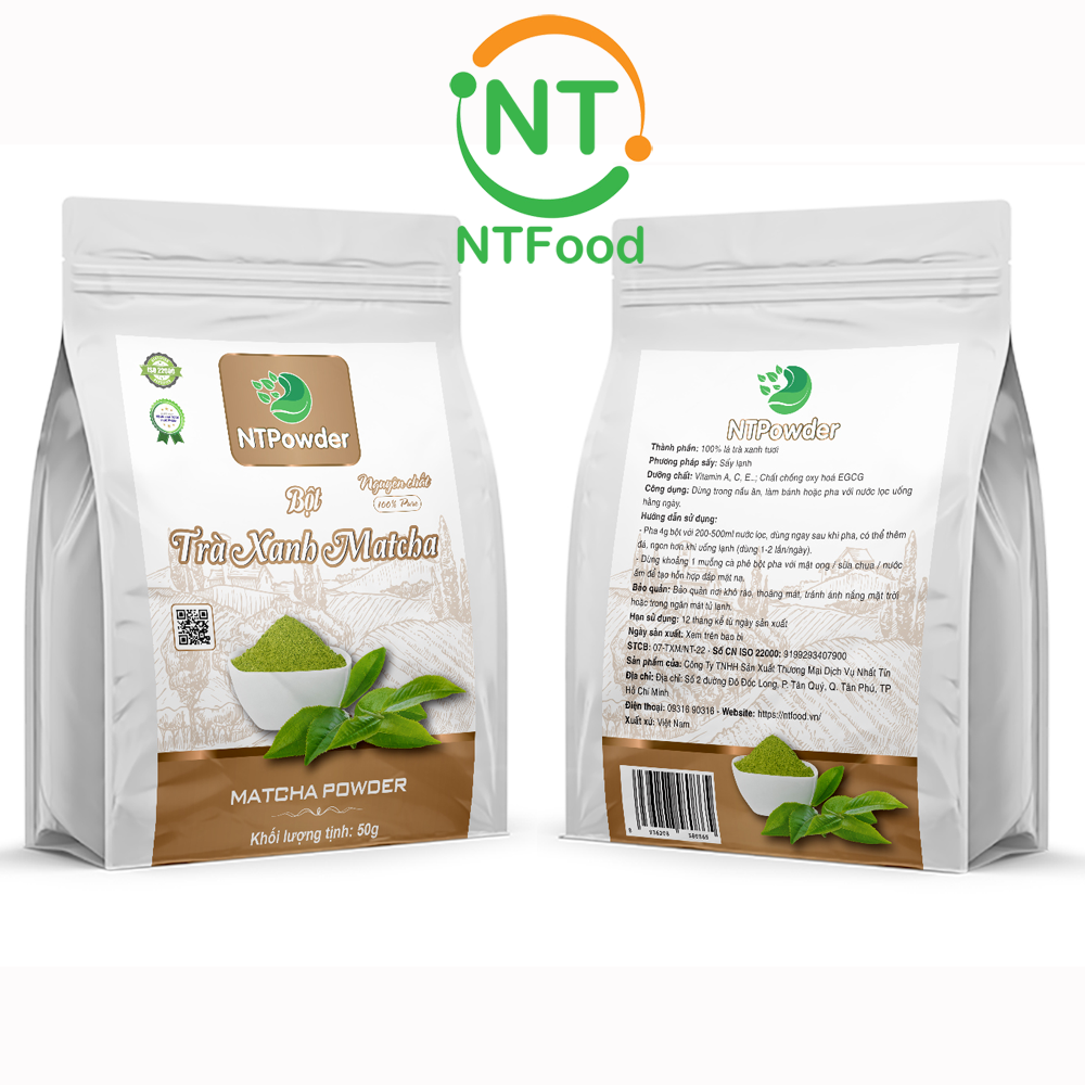 Bột Trà Xanh Matcha sấy lạnh nguyên chất NTPOWDER túi 50gr - Nhất Tín Food