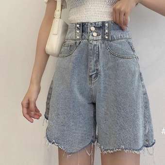 quần jean nữ lưng cao ống rộng, quần short ngố jean nữ lưng cao 3 nút đai ống rộng cao cấp hàng vnxk GIRLY STORE