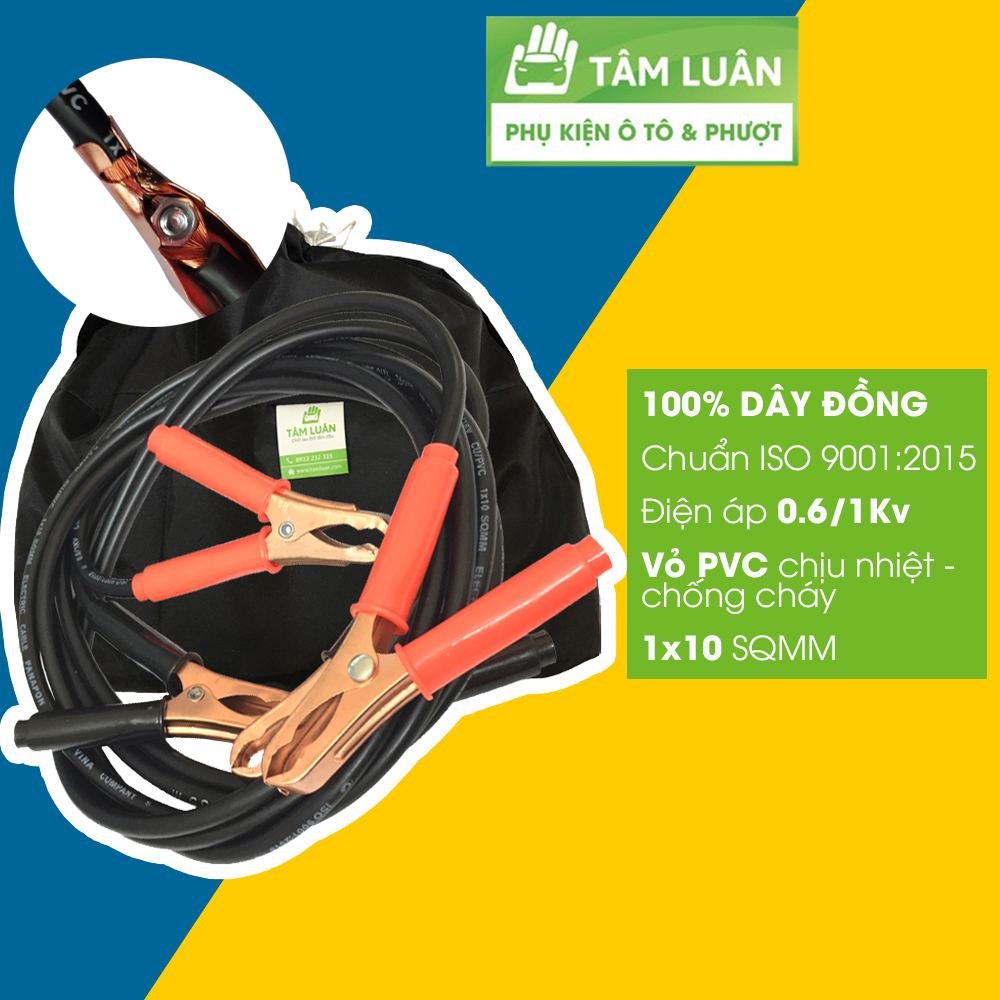 Dây cáp sạc bình ắc quy ô tô Tâm Luân LOẠI 1, dây câu bình ắc quy lõi đồng 0,6 đến 1kV, không nóng dây Cam kết 1 đổi 1, dây câu bình ô tô, dây kích bình ô tô, dây câu binh ac quy o to, day cau binh acquy oto