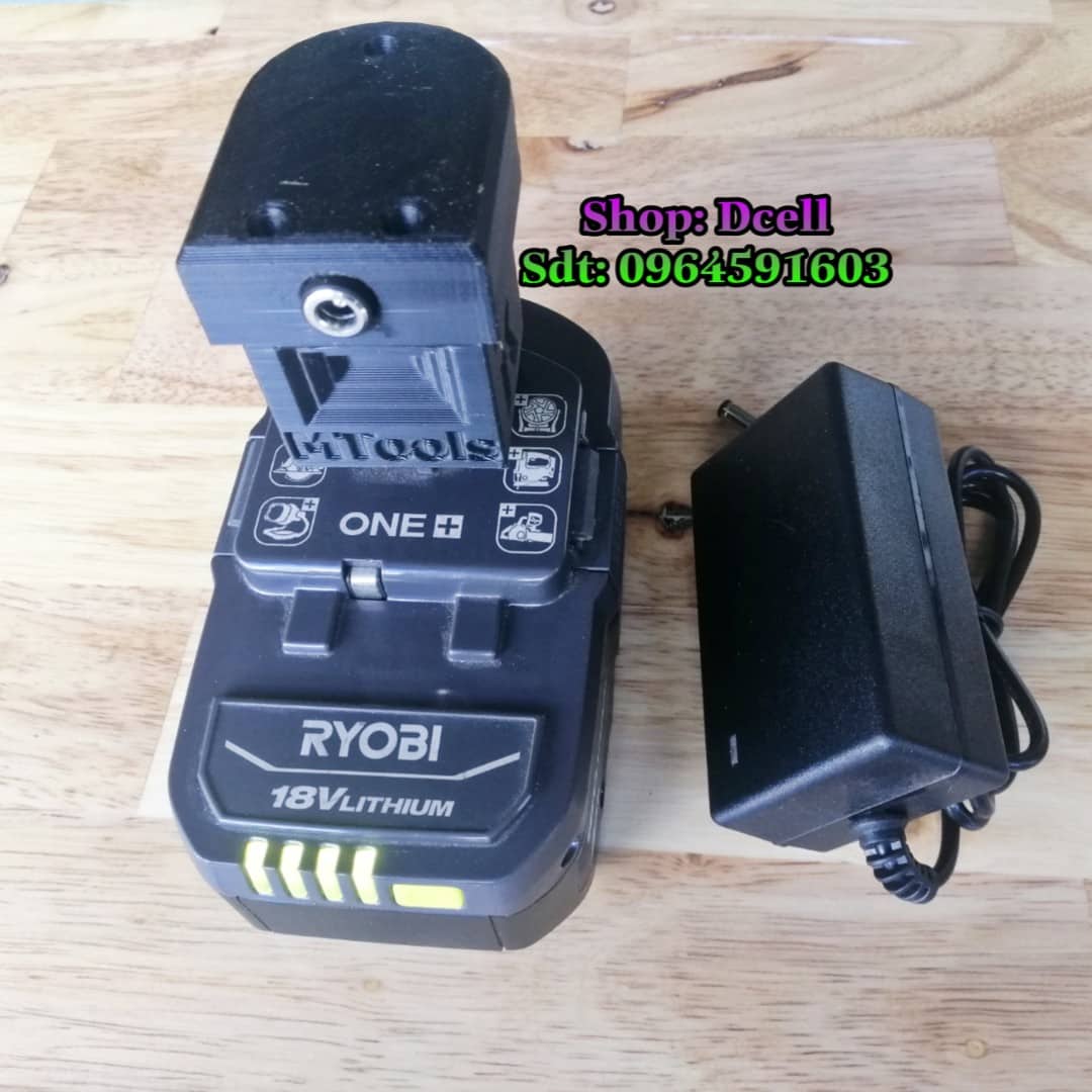 Sạc ryobi 18v in 3d dùng adaptor có bảo vệ như sạc hãng - đầu sạc cho ryobi